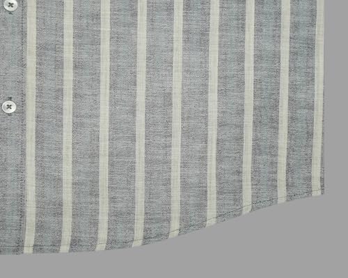 Image of GHPC Cotton Linen Striped Half Sleeves Regular Fit Formal Shirt for Men