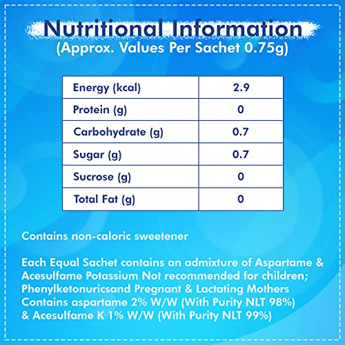 Image of Equal Original Low Calorie Sweetener | Ideal for Diabetic Patients | Sugar Control | 100 Sachet | Pack of 1