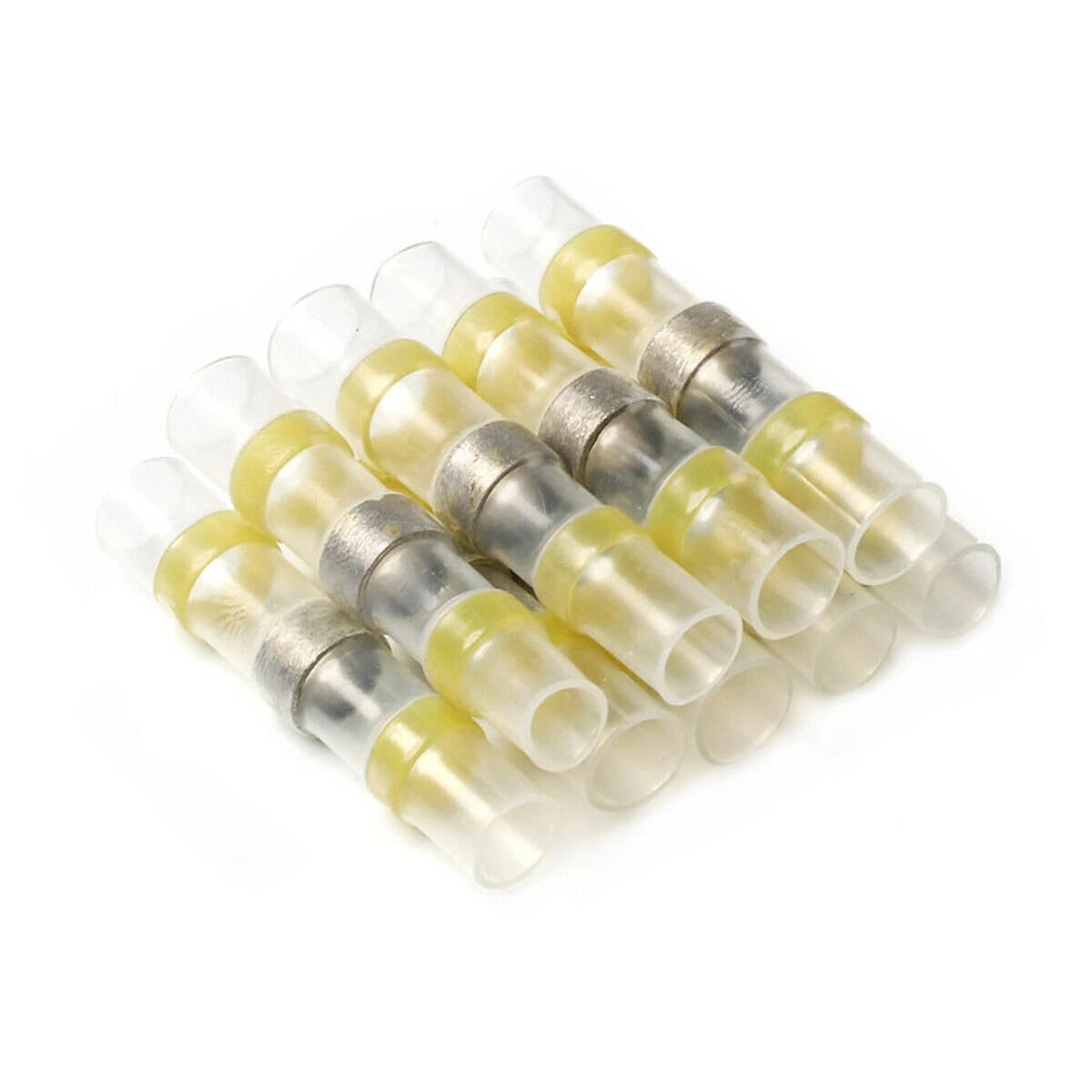 50 Pcs Yellow Heat Shrink Solder Connectors – Butt Terminals for 12-10 AWG Wires