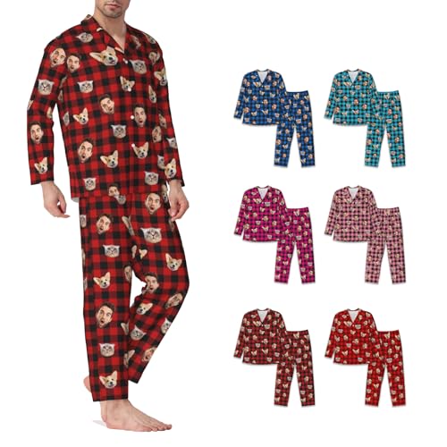 Personalized Pajamas Set Pants Plaid Custom Funny PJ Pant Design with Face Pajama