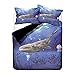 3D zwierzę morskie wieloryb delfin ryba ośmiornica niebieski zestaw pościeli poszewka na kołdrę z poszewką na poduszkę mikrofibra poliester, tajemniczy księżyc galaktyka gwiazda poszwa na kołdrę z zamkiem chłopiec (niebieski 1, pojedynczy 135 x 200 cm)