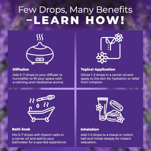 Image of 100% Pure Lavender Essential Oil | Therapeutic Grade | Calming & Relaxing Aromatherapy Oil | Skin & Hair Care | FDA Approved | GMP, IFRA, ISO Certified- 15ml Pack of 2