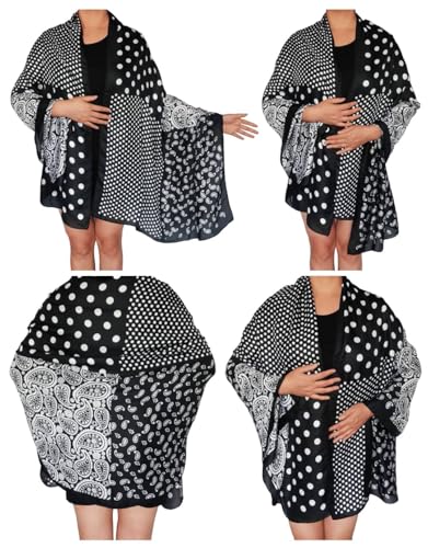 70x35in Women Long Silk Paisley Polka Dot Head Hair Satin Scarf Wrap Summer Boho Floral Lightweight Shawl Travel Beach3