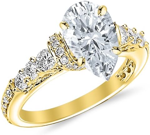 Designer Four Prong Pave Set Diamond Engagement Ring