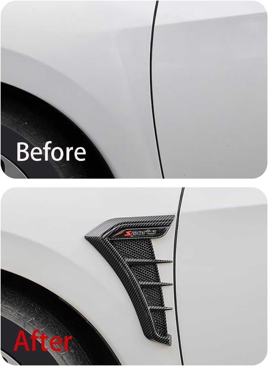 Car Accessories Side Door Air Flow Fender Vent Outlet Cover Trim Decor Sticker Compatible with Nissan New Rogue 2021 2022 2023 (Carbon Fiber Style) 2PCS ABS