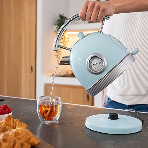 Cecotec Elektrischer Wasserkocher ThermoSense 420 Light Blue, 1,8L Kapazität, 2200W, Temperaturanzeige, 360° Basis, Edelstahl, Vintage-Stil, Blau, Automatische Abschaltung, BPA-frei 6