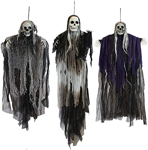 JOYIN 3 Pack Hanging Halloween Skeleton Ghosts Decorations, Grim ...