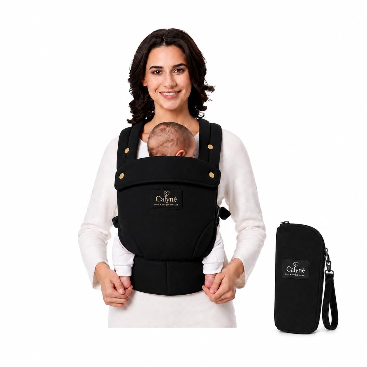 Porte-bébé Calyné, Pochette Biberon, Bretelles Croisées, Réglable 3 à 15 kg