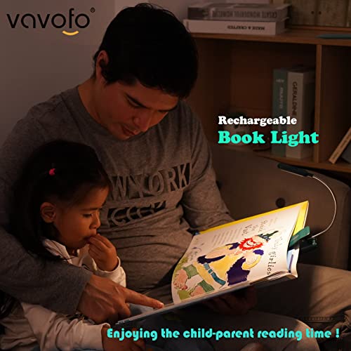 VAVOFO Rechargeable Book Light for Reading in Bed Kids, 7 LED Reading Light with 9-Level Warm Cool White Daylight, Eye Care Lamp with Power Indicator for Bookworms (Green) - Thumbnail 2
