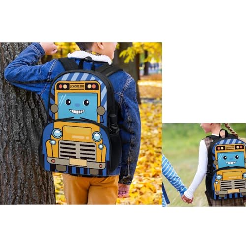 Yellow Car Junior High School Backpack for Boys 7Th School Bookbag with Pencil Case Rucksack for Teens Child Back To School 17 Inch Backpack 4Pcs Set Bookbag2