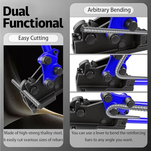 Manual Rebar Bender Cutter, Rebar Bender and Cutter 2 in 1 Steel Tool, Bending and Cutting Rebar up to 0.67 Inch, for Construction Site and Home-use