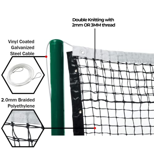 Image of AMZ SPORTS NETS HDPE Lawn Tennis Net Tournament Quality with Wire Rope (2MM - Single)