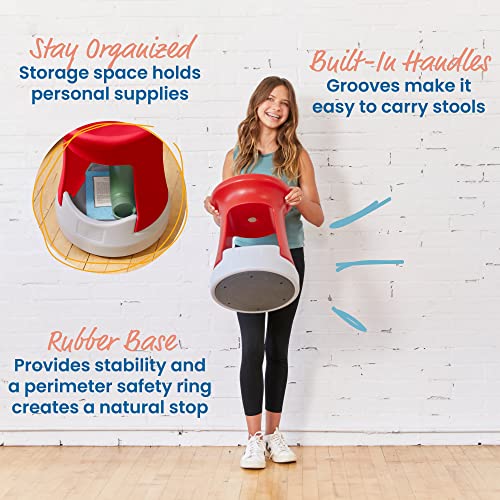 Image of ECR4Kids Active Storage Wobble Stool, 18in Seat Height, Childrens Furniture, Red /Light Grey