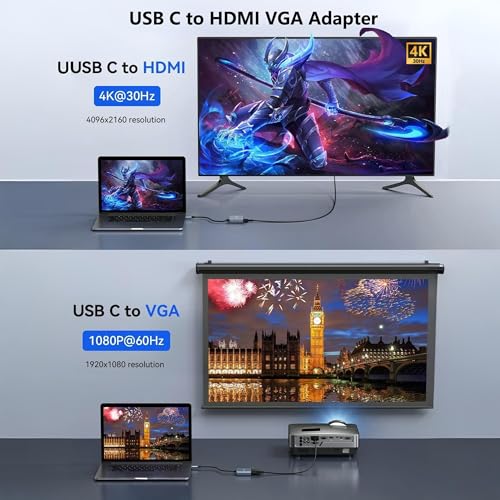 Image of Techie Type-C 4-in-1 Hub with HDMI 4K, VGA 1080P, USB 3.0 5Gbps, and 100W Power Delivery for MacBook iPad Pro Windows Laptops and Tablets (Silver)