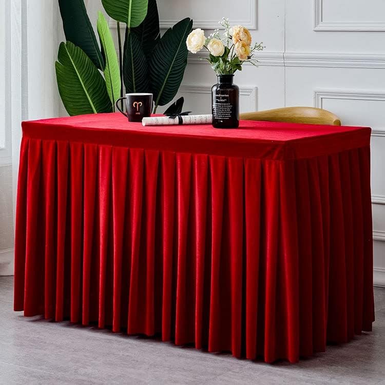 1Pc Solid Color Conference Table-Cloth Exhibition Celebration Table Cover Gold Velvet Tablecloth Table Skirt Plush Table Decorate (Color : Pink, Size : 120x40x75cm)