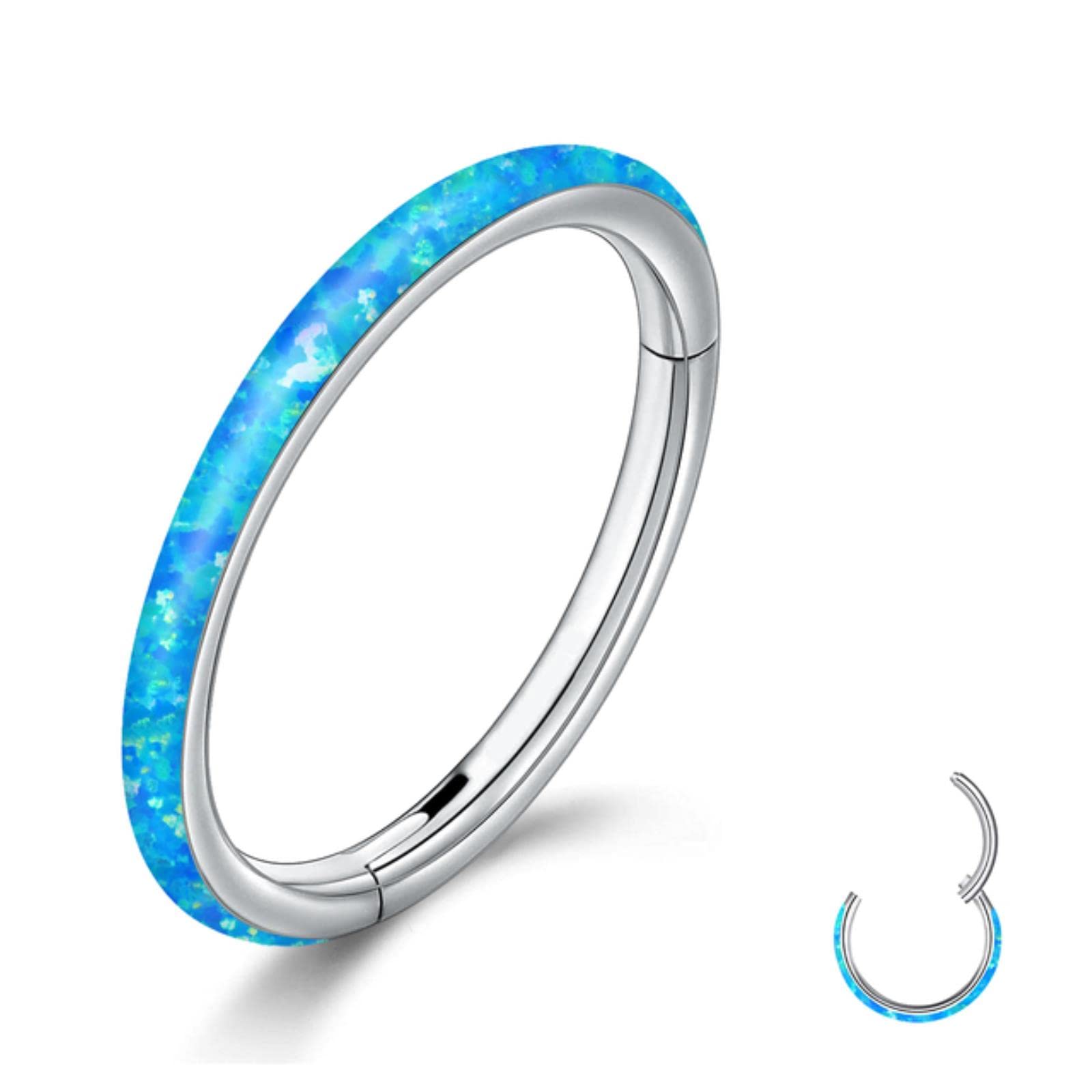 DAOMEI 1 Piece Opal Hoop Earring Tragus Helix Cartilage Lip Ear Rings Body Daith Ring Piercing Jewelrys Clicker Nose Septum Ring