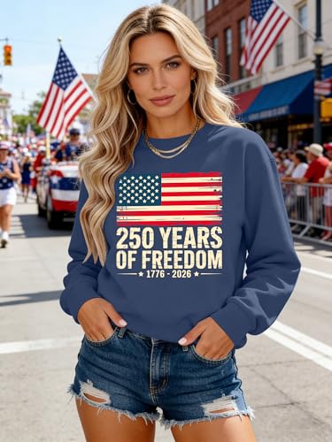 Image of PECHAR USA Sweatshirt Women American Flag Sweater 4th of July Shirts Patriotic Sweater Fourth of July Pullover