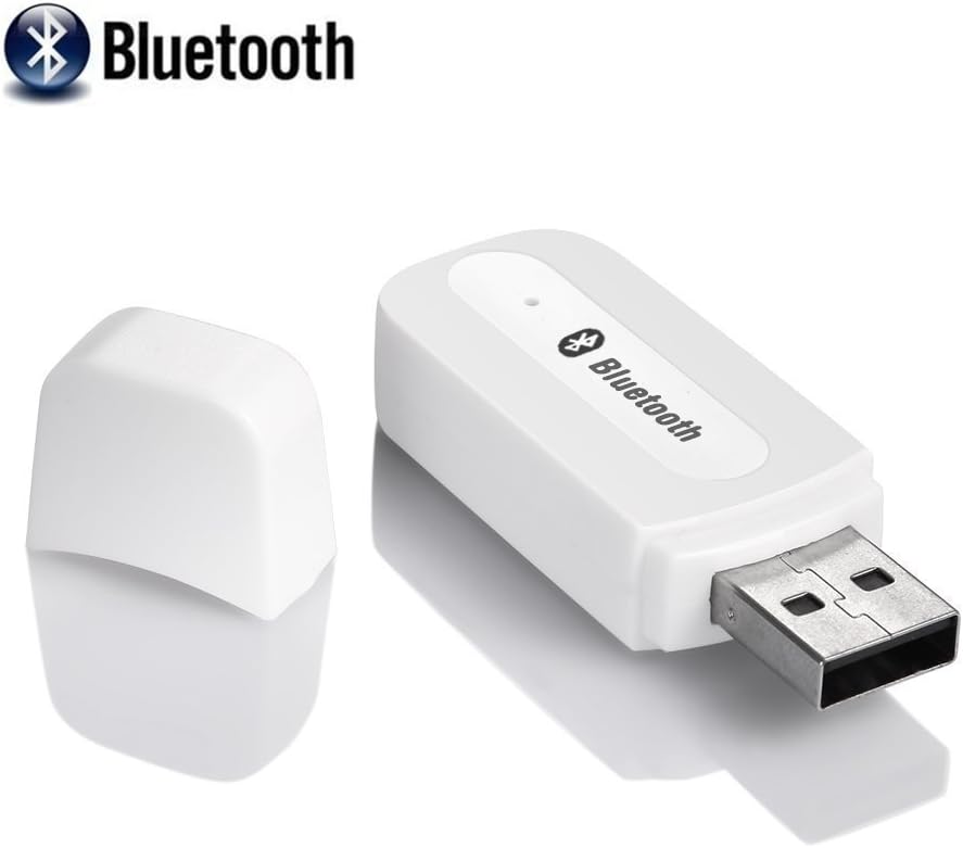 Bluetooth Adapter Receiver, Car Kit Mini USB Wireless Audio Adapter Bluetooth Music Receiver & Adapter Home /Car Phone iPhone Stereo Speakers Headphones Car (AUX Input) Music Sound System - White
