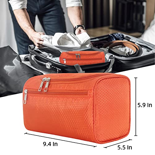 Buruis Toiletry Bag For Men And Women, Nylon Fabric Waterproof Wash Bag Dopp Kit With Hook, Portable Shaving Bag Toiletry Organizer For Travel, Shower, Trip, Vacation, Gym (Orange) #TOP4