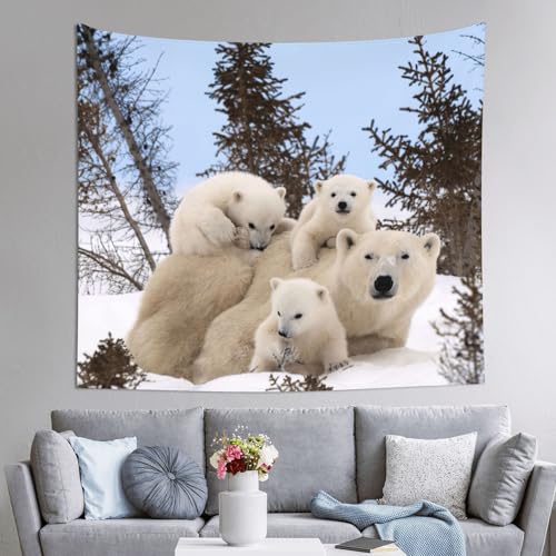 Tapisserie murale ours polaire grand format 152x130 décoration salon chambre