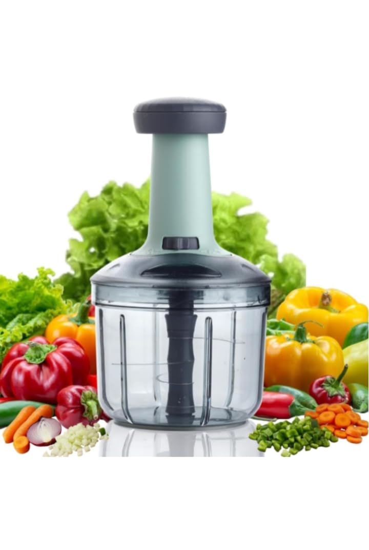 Press Chopper 1100ml, Manual Hand Press Push Chopper with 3 Blades for Effortless Chopping Vegetables & Fruits-picture-21