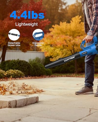 LUXTER Cordless Leaf Blower 320 CFM & 120 MPH Brushless Electric Leaf Blowers 2-Levels Variable Speed with 2 X 4.0Ah Battery and Fast Charger Included for Lawn Care, Yard, Leaves, Dust, Snow - Image 4