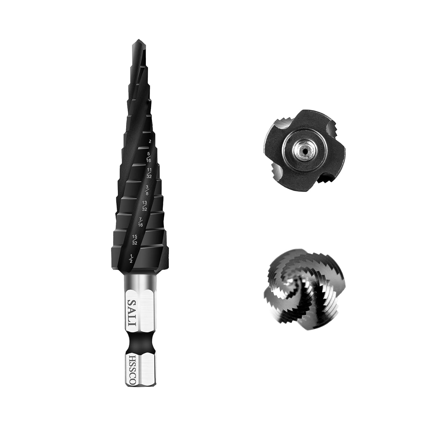SALI Step Drill Bits Set 1/8"-1/2",13 Sizes HSS M35 Four Spiral Flute Nano Blue Coated Cobalt Step Drill Bits Hole Expander for Hole Drilling in Stainless Steel, Copper, Aluminum, Wood, Plastic