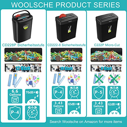 Aktenvernichter, schreddert 12 Blätter auf einmal, kann Kreditkarten/CD und Büroklammern zerkleinern, papierschredder mit einem 25-Liter-Abfallbehälter