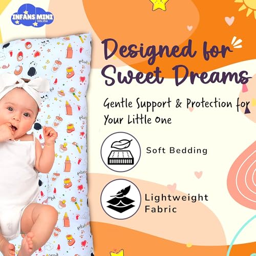 Image of Baby Sleeping Mattress Set Cotton with Bolsters & Pillow, for 0-12 Month Newborns-Unisex (Panda Orange)