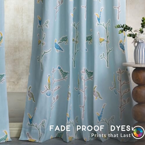 Image of Tranquebar Curtain Co. 100% Blackout Curtains with PU Lamination on 100% Cotton, 152 cm (5 Feet), Thokka Print,Set of 2, 100% Cotton Fabric, Eyelet, Design Shiri- Window Curtains 5 Feet Long