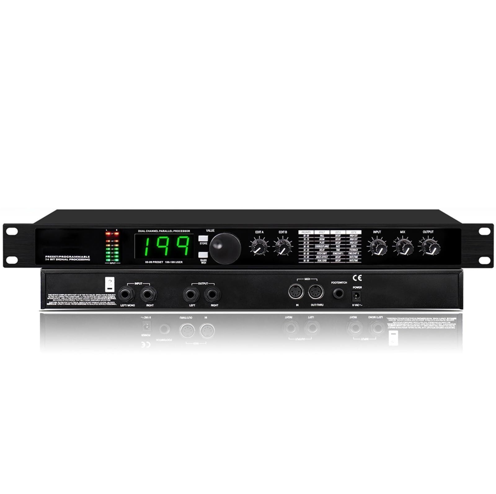Equalizzatore processore audio professionale - Equalizzatore digitale KTV Preamplificatore Riverbero digitale DSP con 99 programmi preimpostati e 199 effetti sonori
