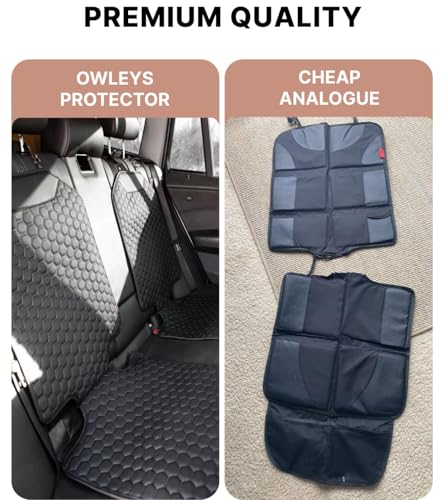 Image of Owleys Set Seat Back Organizer & Car Seat Protector Hexy Waterproof & Non-Slip Protector for Child Car Cushion for Leather and Fabric Seats (Black 2pcs)
