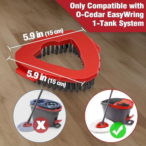 Dolanx Scrub Brush Attachments for O-Cedar EasyWring 1 Tank System, 2 Pcs Scrubber Mop Head, Triangle Spin Mop Hard Bristles Cleaning Brush Replacement Accessories for Bathroom Kitchen Pool Tile Floor