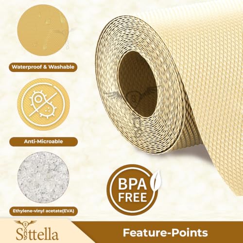 Image of SITTELLA (45cm x 1000cm) Food-Grade Anti-Slip Washable Kitchen Drawer & Shelf Liner | Multipurpose Waterproof Fridge, Table & Cabinet Mat | Non-Toxic, Cuttable & Reusable(Ivory)