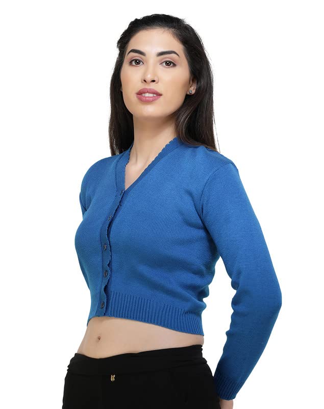 Image of Women Winter Wear V-Neck Full Sleeves Regular Fit Woollen Blouse