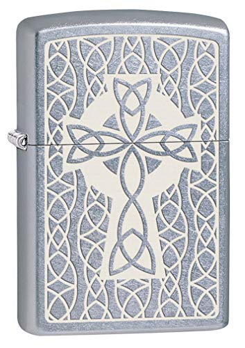Zippo Lighter: Celtic Cross Engraved - Street Chrome 80634