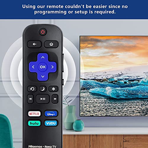 Amtone New Replacement Remote for Hisense ROKU Smart TVs with Netflix Disney Hulu VUDU Keys fits for 50H4 55H4 48H4 40H4 R6070 50R7E 32H4C 32H4D 32H4E 32H4F 40H4C 40H4D 40H4E 43H4D 43H4E 43R7E 50H4D - Thumbnail 2