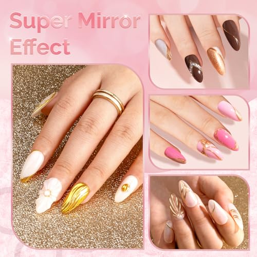 Image of MelodySusie 16Pcs Chrome Nail Powder for Gel Nails,Metallic Mirror Effect Pigment Stylish and Technological Fine Glitter for Home DIY Salon Use