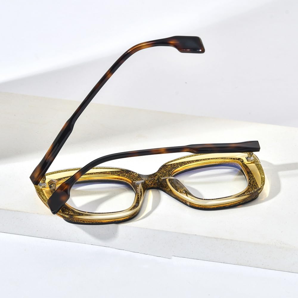 MUTYNE Gafas de acetato en polvo, montura de gafas para mujer, gafas de ojo de gato, gafas de ojo de gato
