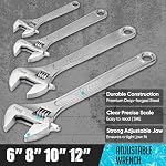 SHALL 8-Piece Adjustable Wrench & Water Pump Pliers Set, 12/10/8/6 Inch, 4Pcs Adjustable Tongue and Groove Joint Pliers and 4Pcs Wide Jaw Forged Steel Wrench for Plumbing, Gripping, Auto Home Repair