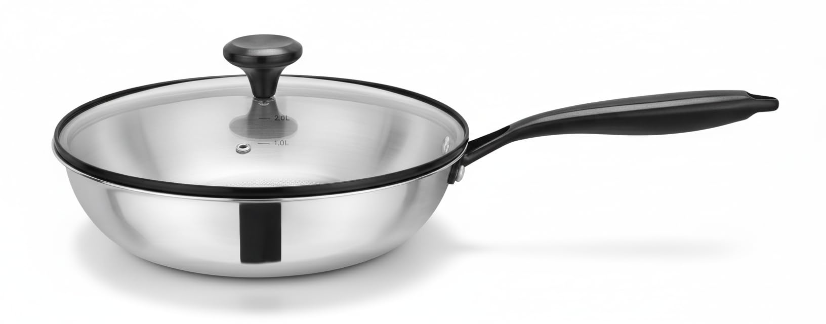 ARTHUR MARTIN - Sauteuse 26 cm - Acier Inoxydable TRIPLY - Diffusion de Chaleur Optimale - Fond Avéolé Innovant - Système de Dosage d'Huile - Poignée Ergonomique PVD Noir