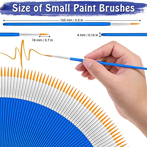 100Pcs Paint Brushes Small, Anezus Fine Paint Brushes Set Detail Brushes for Classroom Model Canvas Face Nail Art Acrylic Watercolor Craft Supplies
