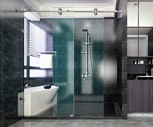 Diyhd Nbshowers Frameless Stainless Steel Brushed Sliding Glass Track Barn Door Hardware, 5Ft-Shower Kit(Satin) #TOP1