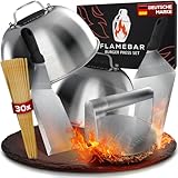 FLAMEBAR XXL Burgerpresse Set Edelstahl - 5-teilig I Smash Burger Set für 100% Burgergenuss I Burger Presse inkl. Burgerglocke, Burgerspieße & Grillspachtel I Grillzubehör Set