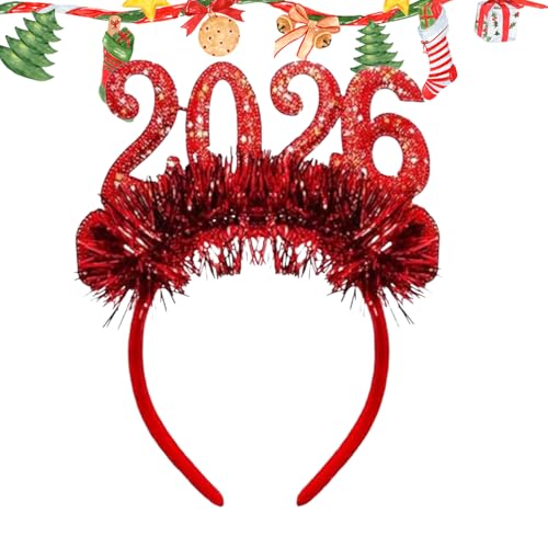 Diadema de feliz año nuevo, tocado brillante con número 2026 - Disfraz de Nochevieja Accesorios para el cabello - Para cumpleaños, eventos festivos, vacaciones, Navidad, hogar, ropa de cabina de