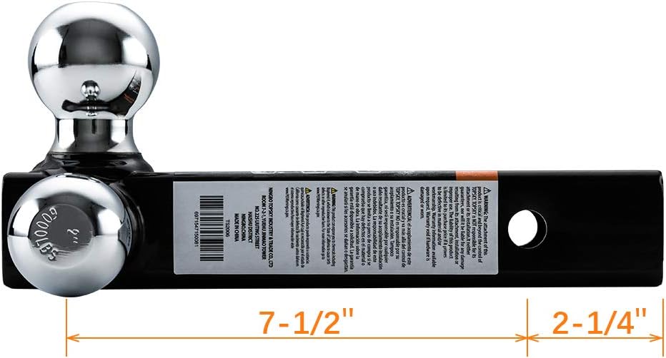 TOPSKY Trailer Hitch Tri Ball Mount & Pin, 1-7/8,2,2-5/16-inch Chrome Hitch Balls, Fits 2-inch Receiver