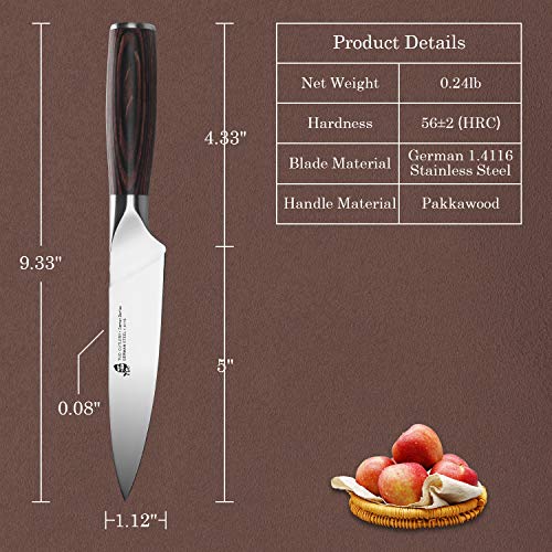 TUO Utility Knife 5 inch - Small Kitchen Chef Knife - German HC Stainless Steel - Ergonomic Pakkawood Handle - Osprey Series with Gift Box