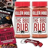 Killer Hogs The BBQ Rub Premium Barbecue Spice & Seasoning 2 pk (22 oz) + BBQ Guide & Bottle Opener (4 Items)!
