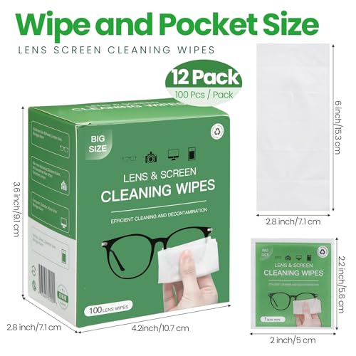 Swiffen Toalhetes de limpeza de lentes com 1200 unidades individuais embrulhados para óculos lenços