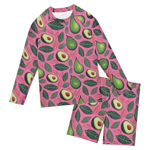 Avocado Fruit Summer Baby Boys' Toddler Long Sleeved Rashguard Swim Bathing Suit Set B0402777